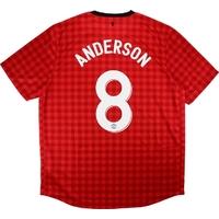 2012 13 manchester united home european shirt anderson 8 wtags xl