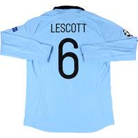 2012-13 Manchester City Match Issue CL Home L/S Shirt Lescott #6