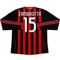 2009-10 AC Milan Player Issue Home European L/S Shirt Zambrotta #15