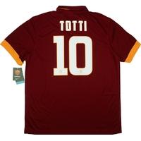 2014-15 Roma Home Shirt Totti #10 *w/Tags*