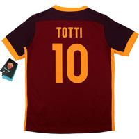 2015-16 Roma Home Shirt Totti #10 *w/Tags* BOYS