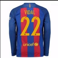 2016-17 Barcelona Home Long Sleeve Shirt (Vidal 22)