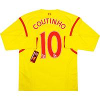 2014-15 Liverpool Away L/S Shirt Coutinho #10 *w/Tags* XL