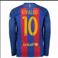 2016-17 Barcelona Home Long Sleeve Shirt (Rivaldo 10)