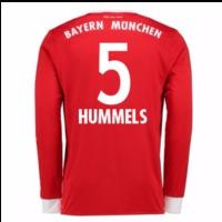 2017-18 Bayern Munich Home Long Sleeve Shirt (Kids) (Hummels 5)