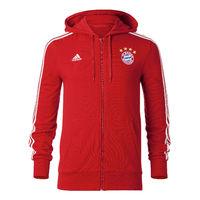 2017-2018 Bayern Munich Adidas 3S Hooded Zip (Red)