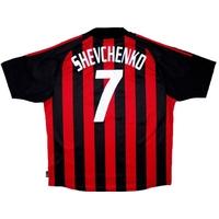 2002 03 ac milan home shirt shevchenko 7 excellent l