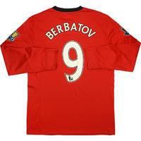 2009-10 Manchester United Player Issue Home L/S Shirt Berbatov #9 (Excellent) XL