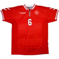 2001 Denmark Match Issue Home Shirt #6 (Poulsen) v Holland