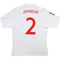 2009 England Match Issue Home L/S Shirt Johnson #2 (v Ukraine)