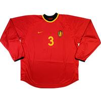 2000 Belgium Match Issue Home L/S Shirt #3 (v Holland)