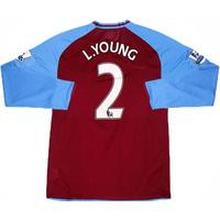2008-09 Aston Villa L/S Player Issue Home Shirt L.Young #2 XL