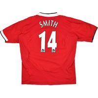 2004 06 manchester united home shirt smith 14 excellent xl