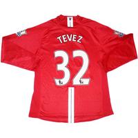 2007-08 Manchester United L/S Match Issue Home Shirt Tevez #32 (v West Ham)