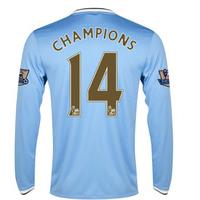 2013-14 Man City Home Long Sleeve Shirt (Champions 14)