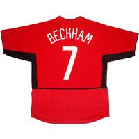 2002 03 manchester united home cl shirt beckham 7 very good s