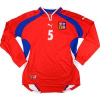 2001 czech republic match worn home ls shirt 5 fukal v denmark