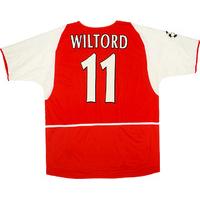 2002-03 Arsenal Match Worn Champions League Home Shirt Wiltord #11 (v PSV)