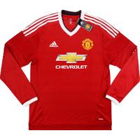 2015-16 Manchester United Adizero Player Issue European Home L/S Shirt *w/Tags*