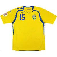 2007 sweden match worn home shirt 15 bakirciogl v denmark