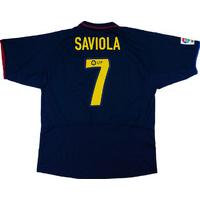 2002-04 Barcelona Away Shirt Saviola #7 (Good) XL