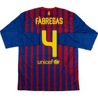 2011-12 Barcelona Home L/S Shirt Fàbregas #4 (Excellent) XL