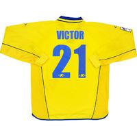 2001-02 Villarreal Match Worn Home L/S Shirt Victor #21 (v Barcelona)