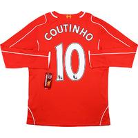 2014-15 Liverpool Home L/S Shirt Coutinho #10 *w/Tags* 3XL