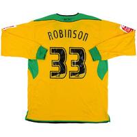 2005-06 Norwich Match Issue Home L/S Shirt Robinson #33
