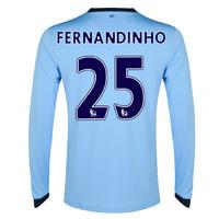 2014-15 Man City Long Sleeve Home Shirt (Fernandinho 25)