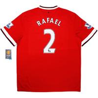 2014-15 Manchester United Home Shirt Rafael #2 *w/Tags* XL