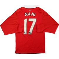 2010-11 Manchester United Home L/S Shirt Nani #17 (Good) S