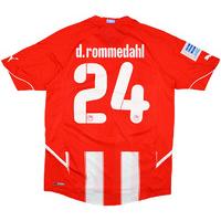 2010 11 olympiakos match issue home shirt drommedahl 24