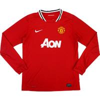 2011-12 Manchester United Home L/S Shirt (Excellent) M.Boys