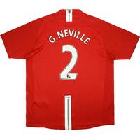 2007-09 Manchester United Home Shirt G.Neville #2 (Excellent) L