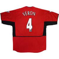 2002 04 manchester united home shirt veron 4 very good xl