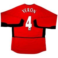 2002-04 Manchester United Home L/S Shirt Veron #4 (Very Good) M