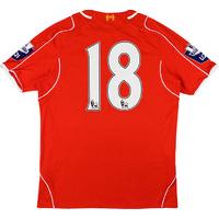 2014-15 Liverpool U21 Match Worn Home Shirt #18