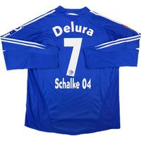 2004-05 Schalke Match Issue Home L/S Shirt Delura #7