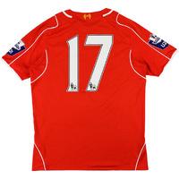 2014-15 Liverpool U21 Match Worn Home Shirt #17
