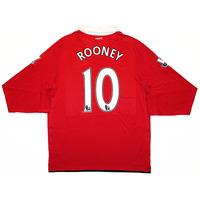 2010 11 manchester united home ls shirt rooney 10 excellent m