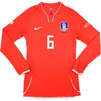 2009 South Korea Match Worn Home L/S Shirt Wonhee #6 (v Serbia)