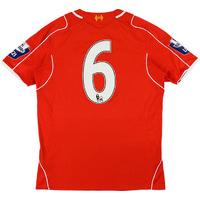 2014-15 Liverpool U21 Match Worn Home Shirt #6