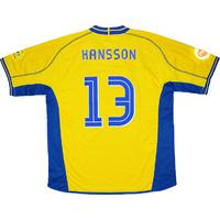 2004 Sweden Match Issue European Championship Home Shirt Hansson #13 (v Holland)
