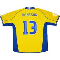 2004 sweden match issue european championship home shirt hansson 13 v  ...