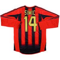 2004 05 ac milan player issue home ls shirt simic 14 as new xl