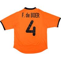 2000-02 Holland Home Shirt F. de Boer #4 (Excellent) M