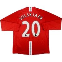 2007-09 Manchester United Home L/S Shirt Solskjaer #20 (Excellent) L