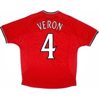 2001-02 Manchester United Home CL Shirt Veron #4 (Very Good) M