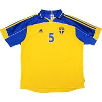 2000 Sweden Match Worn Home Shirt #5 (Sundgren) v Denmark